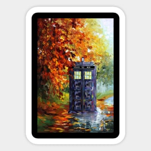 Blue Phone booth at fall zone art print Sticker